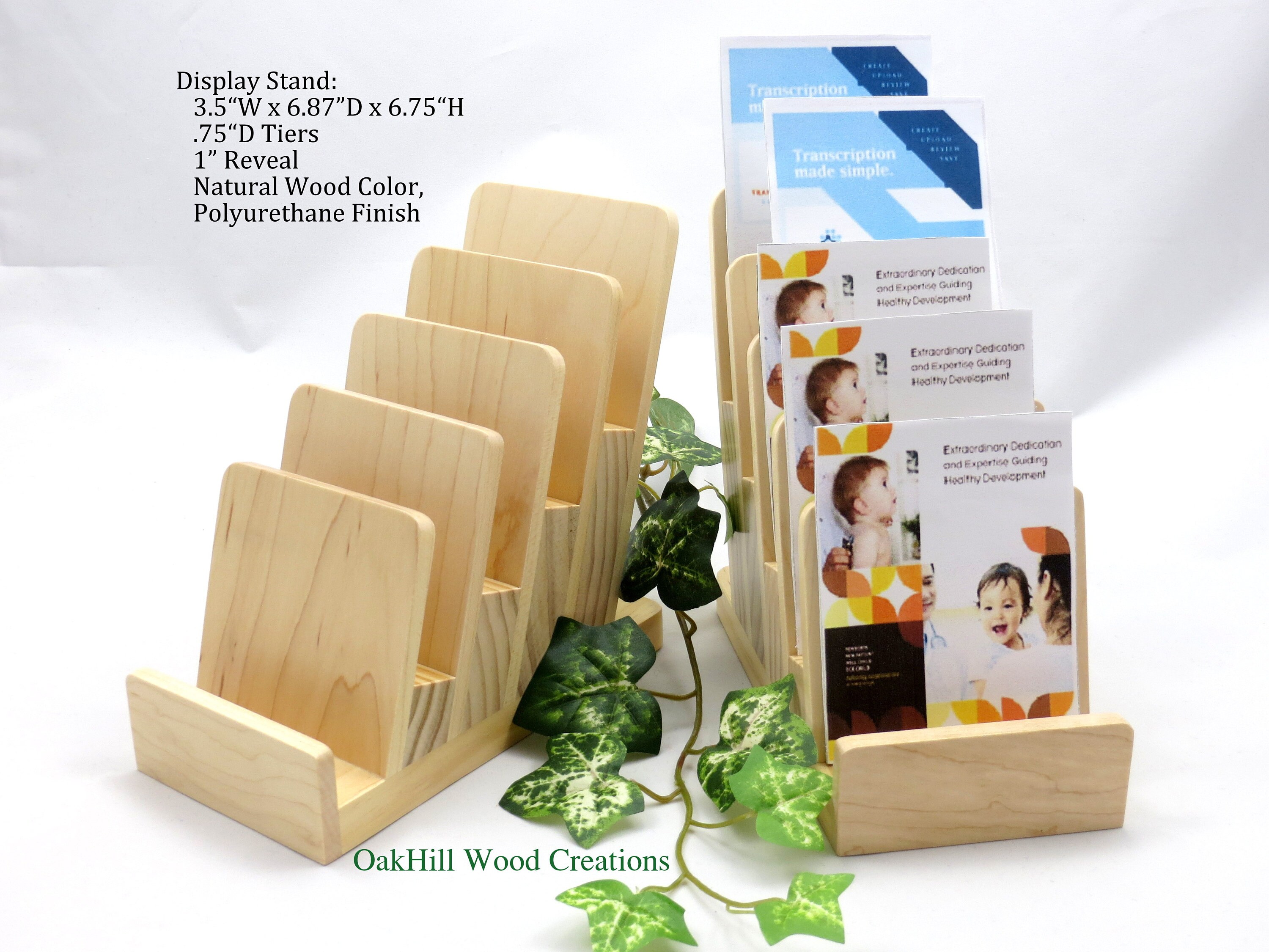 Handcrafted 5-tier Wooden Display Stand for Recipe Cards, Photos