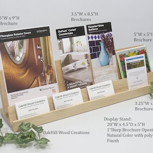 Wooden Brochure and Business Card Holder -- Retail POS Display Stand, Reception Desk Organizer, Trade Show Booth Display