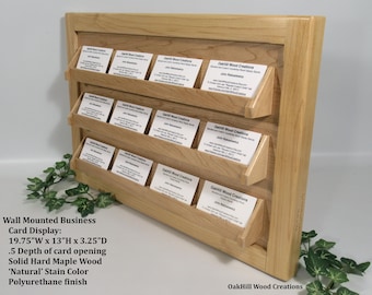 Wall Mounted Wood Business Card Display,  Sleek Office Display, Perfect for Office Entryway