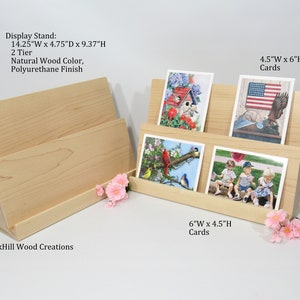 Card Display Wooden, Display Stand 2 Tier, Greeting Card Stand, Countertop Stand, Craft Fair Display, Bookshelf Display, POS Stand image 1