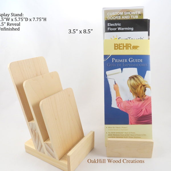 Brochure Holder, Display Stand 3 Tier, Wooden Display Stand, Countertop Display, Reception Display, Retail Display