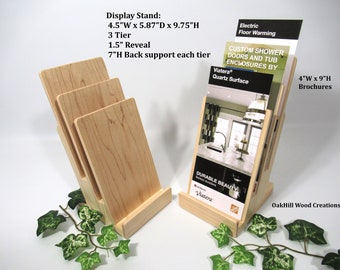 Brochure Holder, Countertop Stand, Display Stand, Wooden Display, Reception Display, Trade Show Display, Display Stand 3 Tier