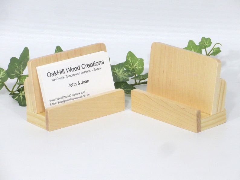 Business Card Stand Wood Business Card Holder Countertop Etsy