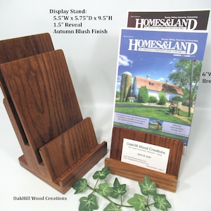 Holzliteratur mit Visitenkartenhalter, Holz-Arbeitsplattenständer, Realtor-Ausstellungsstand, Messe, Verkaufsanzeige, Ausstellungsanzeige