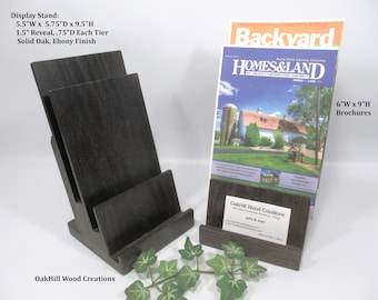 Wooden Brochure Stand with Business Card Slot | Reception, Retail, and Trade Show Display