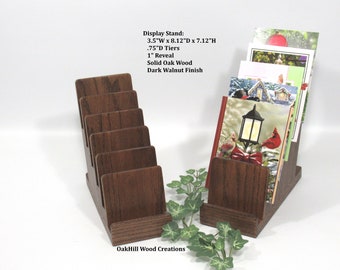 Solid Oak 6-Tier Display Stand, Brochure Rack, Recipe Card Organizer