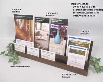 Wooden Brochure and Business Card Holder | 2-Tier Reception Desk, Office, Trade Show Display