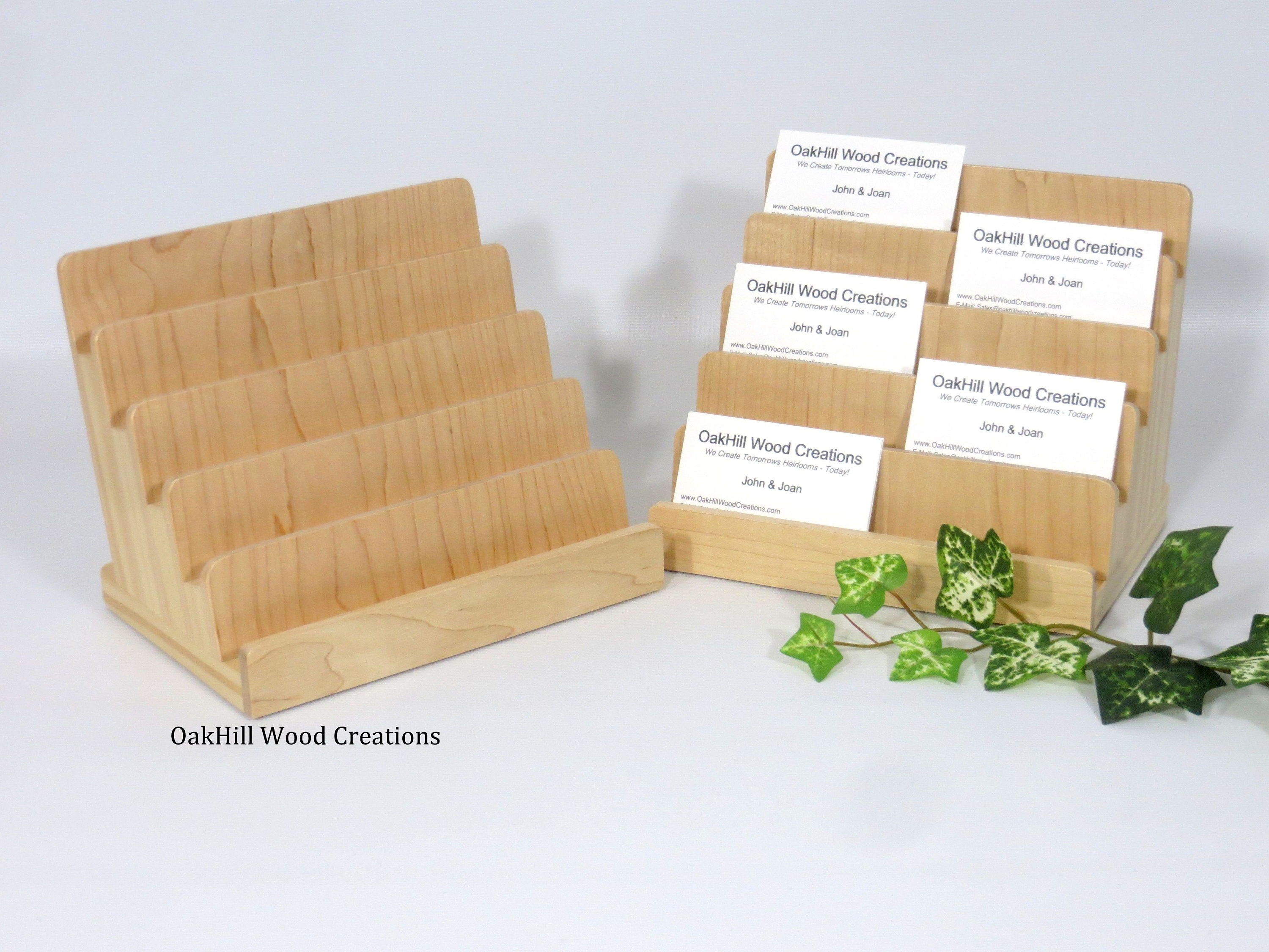 Multiple Business Card Holder 5 Tier Wood Display Vertical ...