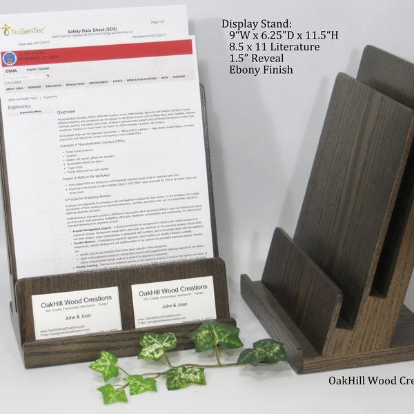 Literature with Business Card Holder, Realtor Display Stand, Wood Countertop Stand, Convention Display, Trade Show Display, Retail Display