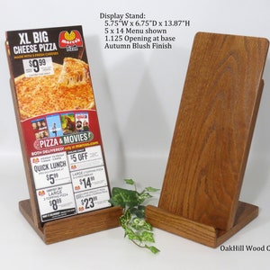 Holz Take Out Menühalter, Menükarten, Pizzaauswahl, Ereigniskartenhalter, Rackkartenanzeige, Holzarbeitsplattenständer