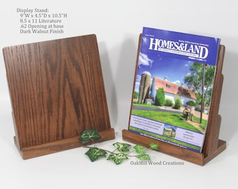 Handcrafted Oak Brochure Display Stand, 8.5x11 Countertop Flyer Holder for Offices, Trade Shows and Exhibits