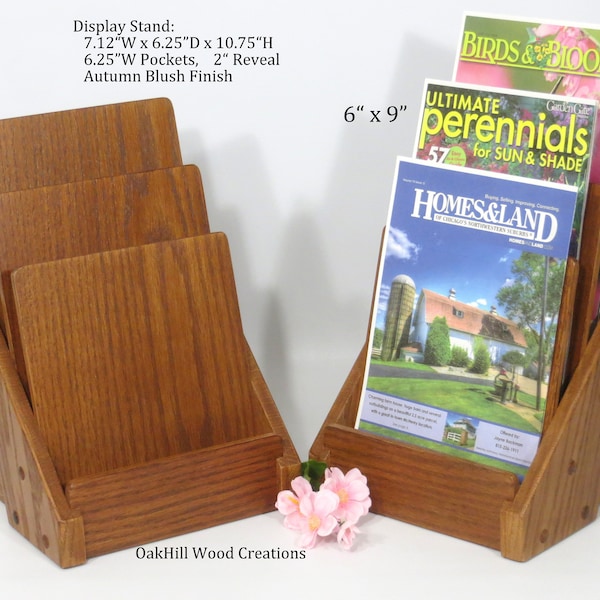 Brochure Holder, Display Stand 3 Tier,  Countertop Stand, Wood Counter Display, Trade Show Display, Exhibition Display