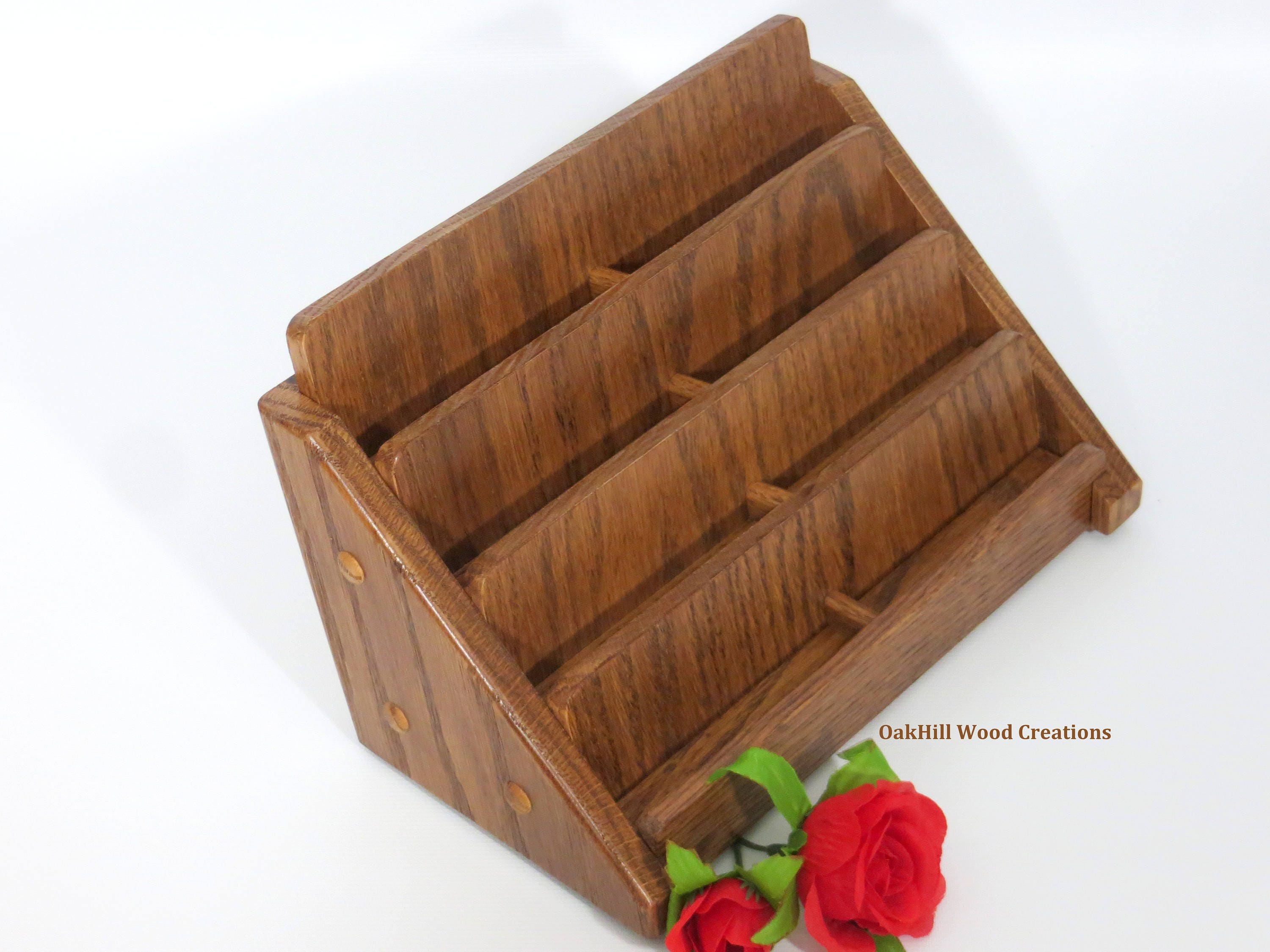 Multiple Business Card Holder Oak Wood 4 Tier 8 50