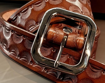 Brown Leather Belt Mens and Women's Handmade