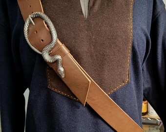 Leather Baldric The Utility Mule, Bedroll & Weapon handmade tote | Adjustable Strap | Renfaire, Medieval, Viking