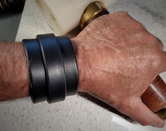 Black Leather cuff | Wristband  | Rocker Bracelet | Armband | Wrap bracelet |