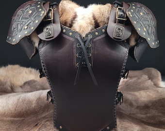 Female Leather Armor | Ladies Armor | Cuirass | Corset | Pauldrons | Breastplate |  ShieldMaiden Viking Medieval Renfaire costuming