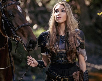 Ladies Leather Armor | Female Armor |  Cuirass | Corset | Pauldrons | Breastplate | ShieldMaiden Viking Medieval Renaissance costuming