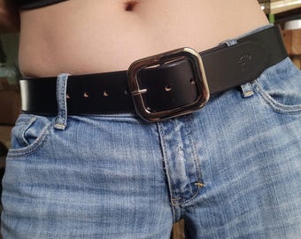 Black Leather Belt • Signature "Ravens of FLoki"