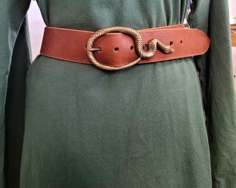Long Belted Snake Buckled Belt • Wide Belt • Renfaire Medieval Elvish Cosplay Vikings