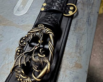 Dragon Leather Utility Belt: Viking Medieval Cosplay Larp Costume
