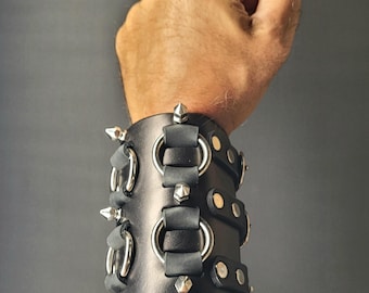 Heavy Metal Rockstar Leather Spiked Bracer | Wrist Cuff | Greave | Gauntlet