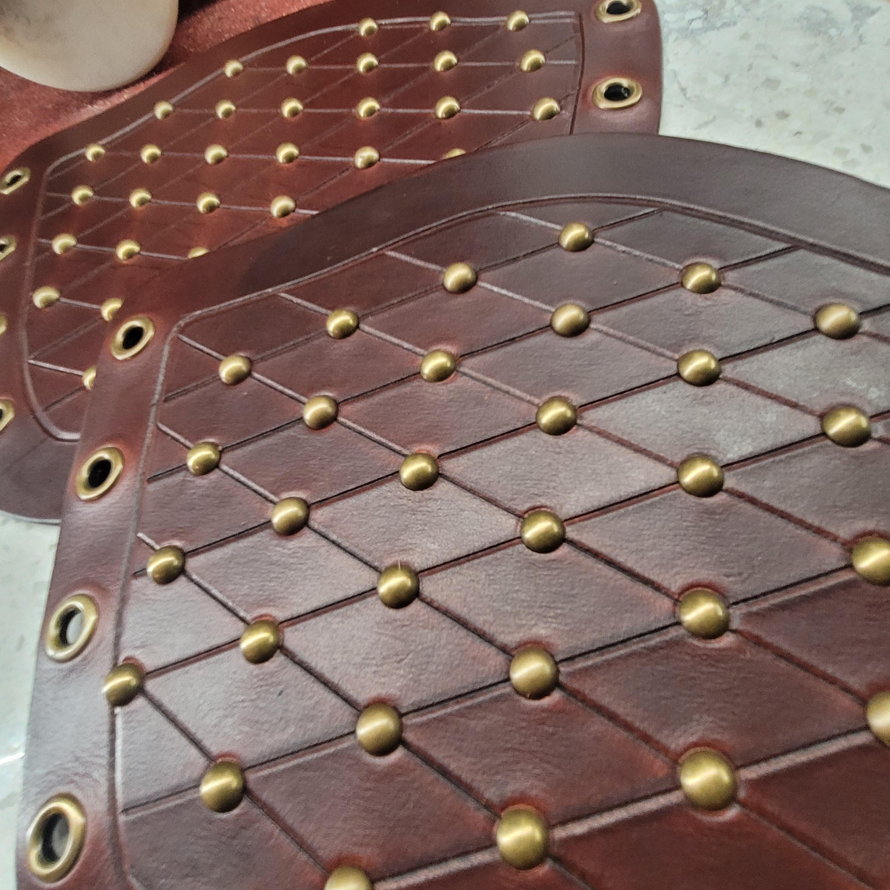 Brown Leather Domed Rivet Bracers | Cuffs | Vam Bracers | Greaves ...