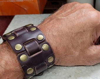 Unisex Leather cuff | Wristband  | Rocker Bracelet | Armband | Wrap bracelet | Steampunk Goth Rockstar Biker Rebel Nightwear Concert