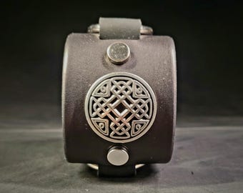 Unisex Celtic Leather cuff | Wristband  | Rocker Bracelet | Armband | Wrap bracelet |