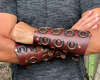Leather Bracers | Cuffs | Vam Bracers | Greaves | Medieval Viking Cosplay Renaissance Costuming | Gauntlet | Arm Guard