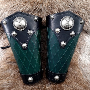 Leather Yggdrasil World Tree Bracers | Cuffs | Vam Bracers | Greaves | Medieval Viking Cosplay Renaissance Costuming | Gauntlet | Arm Guard