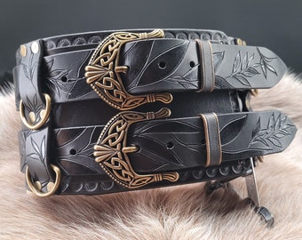 Custom Art Warrior Leather Renaissance Belt | Waist Belt | Leather Utility Belt | Wide Heavy Belt | Viking Belt | Medieval Belt