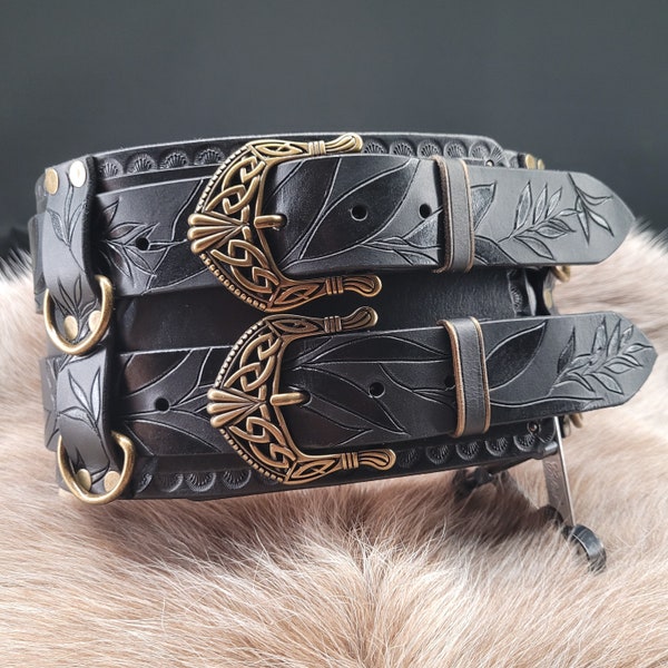 Cinto de couro personalizado estilo guerreiro renascentista | Cinto de cintura | Cinto utilitário de couro | Cinto largo e resistente | Cinto viking | Cinto medieval