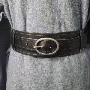 Black Leather Belt 3&quot; | Waist Belt | Utility Belt | Heavy Belt | Pirate Medieval Viking Cosplay Larp Renaissance Costume