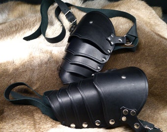 Leather Pauldrons | Viking Shoulder Armor, Renfaire Costume (Pair)