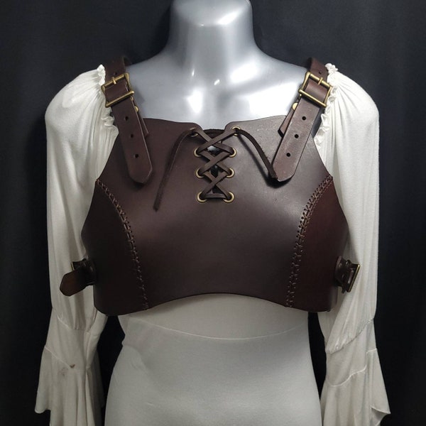 Cuirasse en cuir pour femme | Corselet | Armure de poitrine | Jeune fille bouclier | Armure de poitrine | Cuirasse | Déguisement médiéval viking cosplay Renaissance