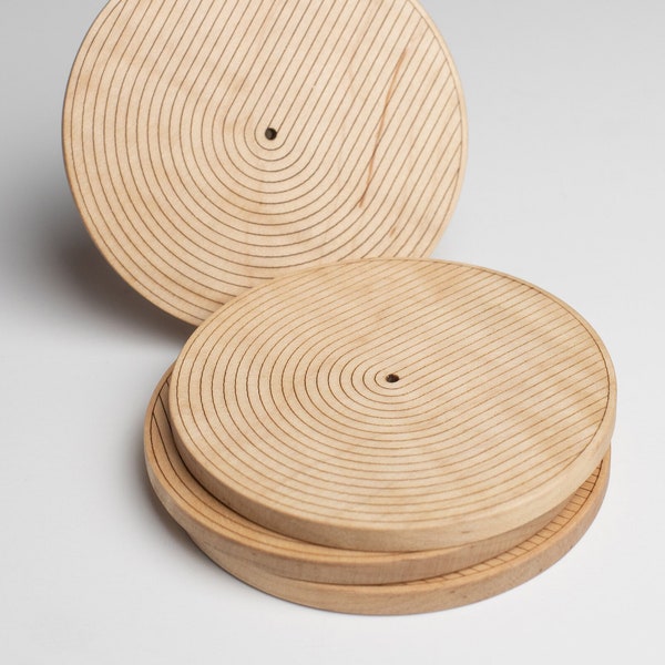 Round Wooden Coasters - set of 4 maple coasters - bar ware and cocktail accessories - perfect gift for whiskey lover