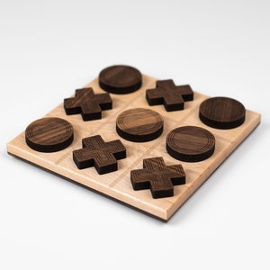 Wooden tic tac toe contemporary wooden game board game champ perfect gift for tabletop gamer image 1