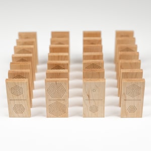 Wooden Domino Set: Contemporary Hexagon Game, Tabletop Gift