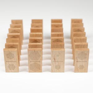 Wooden domino set contemporary wooden game board game champ perfect gift for tabletop gamer imagem 1