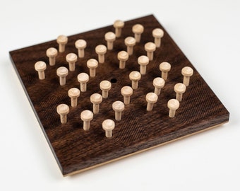 Wooden solitaire game - contemporary wooden game - Hi-Q game - brain teaser - perfect gift for design enthusiast