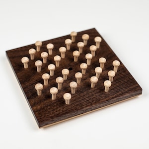 Wooden solitaire game - contemporary wooden game - Hi-Q game - board game champ - perfect gift for tabletop gamer