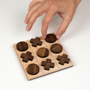 Wooden tic tac toe contemporary wooden game board game champ perfect gift for tabletop gamer image 3