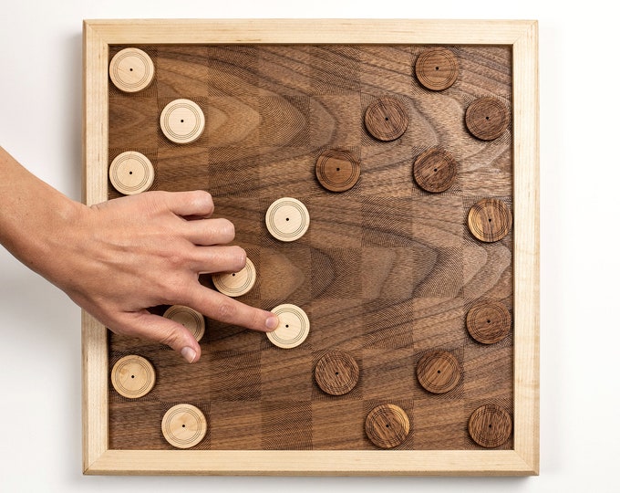 wooden checkers - contemporary wooden game - board game champ - perfect gift for table top gamer
