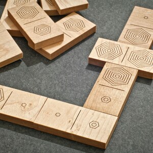 Wooden domino set contemporary wooden game board game champ perfect gift for tabletop gamer imagem 8