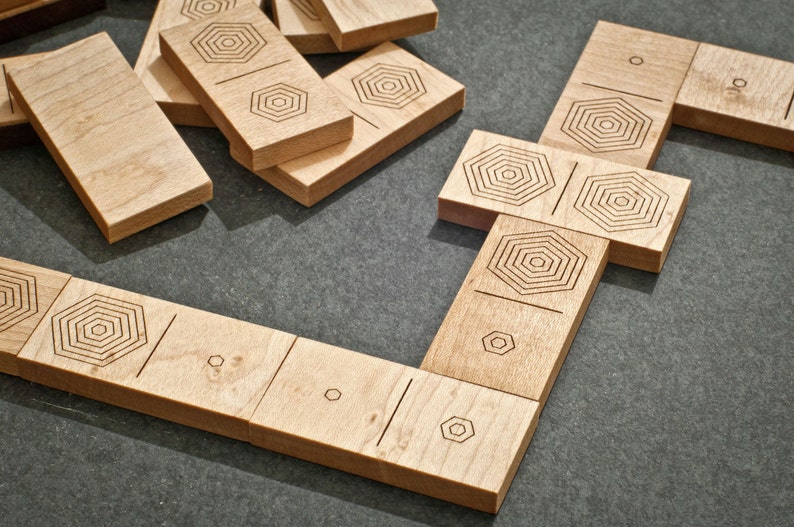 Wooden domino set contemporary wooden game board game champ perfect gift for tabletop gamer imagem 8