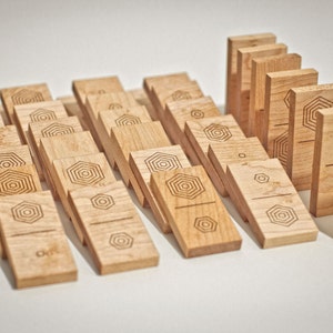 Wooden domino set contemporary wooden game board game champ perfect gift for tabletop gamer imagem 9