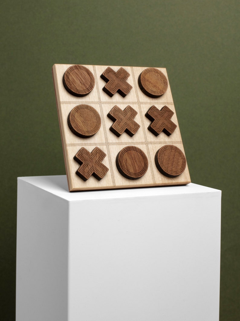 Wooden tic tac toe contemporary wooden game board game champ perfect gift for tabletop gamer image 2