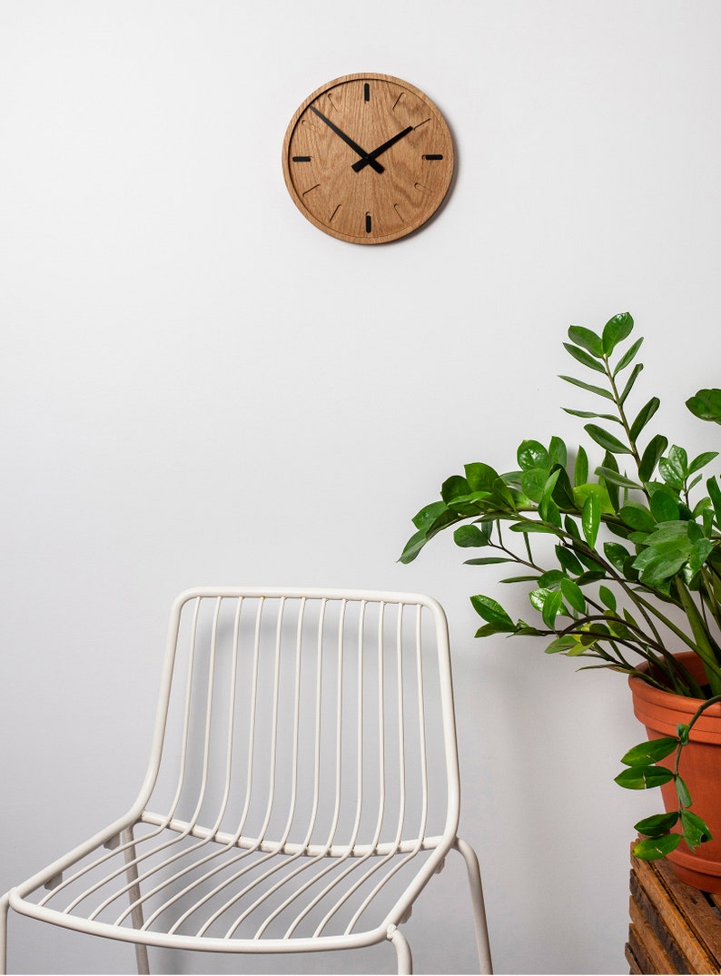 Wooden Clock silent minimalist clock solid oak perfect gift for design enthusiasts interior designer image 2