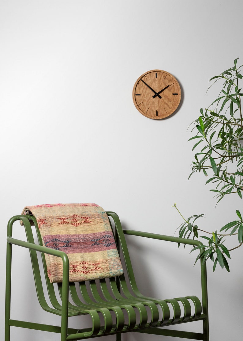 Wooden Clock silent minimalist clock solid oak perfect gift for design enthusiasts interior designer image 3